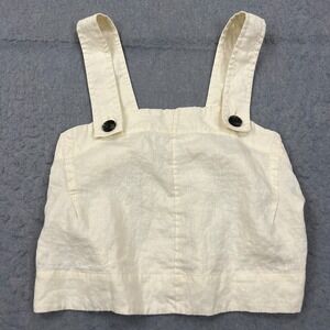 Everlane Top Women's 4 Ivory 100% Linen Woven Apron Tank Button Sleeveless Shirt